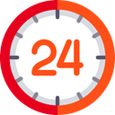 24 Hours, time, day, Logistics Delivery, Delivery, signs, commerce OrangeRed icon