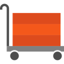 trolley, Delivery, items, deliver, Cart, miscellaneous, Delivery Cart, heavy, Loads Chocolate icon