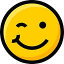 feelings, wink, Ideogram, Emoji, faces, Smileys, interface, emoticons Gold icon