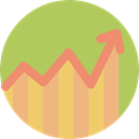 Line Chart, graph, graphic, Business And Finance, up arrow, Business, Profits DarkKhaki icon