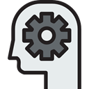Cogwheels, Business And Finance, people, head, productivity, mind, Brain Lavender icon
