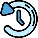 Clock, Seo And Web, interface, left arrow, history, button Black icon