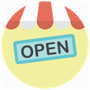 online shop, shop open, Shop, shopping, open shop, open, store PaleGoldenrod icon