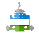 telegram, ub, flag, bot, Uzbekistan, robot Black icon