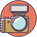Device, Camera, Flash, electronics, Appliances, Photographer Salmon icon