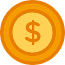 Dollar, coin, Cash, Money, Business And Finance, Currency, Business DarkOrange icon