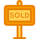 real estate, sign, signs, post, sold DarkOrange icon