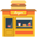 buildings, Eat, Burguer, food, Building, Fast food Goldenrod icon