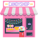 sugar, Candy Shop, food, sweet, Building, buildings, Candies, Dessert HotPink icon