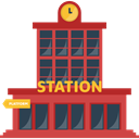 Train Station, station, train, buildings, transport, transportation, Public transport IndianRed icon