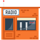 broadcasting, technology, radio, station, Communication, Broadcast, buildings Tomato icon