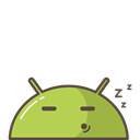 Mobile, robot, Sleeping, tired, Android Black icon