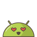 Emoji, love, Mobile, mood, robot, Android, lovely Black icon