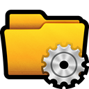 Folder, Gear, Control, preferences, win, settings, documents Gold icon