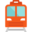 train, transportation, transport, travel, travelling, street, rails OrangeRed icon