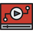Multimedia, Play button, Multimedia Option, interface, video player, movie, Music And Multimedia Firebrick icon
