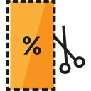 Discount, Commerce And Shopping, voucher, Sales, Money, commerce, Currency, Coupon, scissors SandyBrown icon