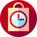 shopping bag, history, Clock, paper bag, order, Commerce And Shopping Firebrick icon