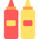 Mustard, ketchup, Sausages, Food And Restaurant Tomato icon