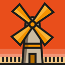 buildings, Ecological, mill, Windmill, Architecture And City, nature, ecology Chocolate icon