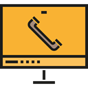 technology, Video Conference, screen, monitor, Computer, men, Videocall, Communications Goldenrod icon