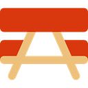 Camping, Furniture And Household, Rest Area, nature, Picnic Table, Park, Barbecue OrangeRed icon