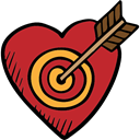 love, Cupid, Heart Shaped, Target, Romanticism, lovely, romantic, Valentines Day Firebrick icon