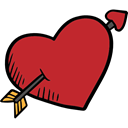 Romanticism, lovely, Arrow, Heart, Cupid, love, romantic, Valentines Day Firebrick icon