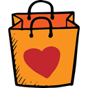 Shopper, Shopping Store, online shop, commerce, shopping bag, online store, Valentines Day, Supermarket DarkOrange icon