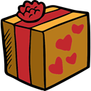 Hearts, gift, birthday, surprise, Christmas Presents, Valentines Day, present DarkGoldenrod icon