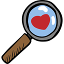 Heart, search, romantic, Valentines Day, love, Tools And Utensils, magnifying glass, Loupe Black icon