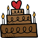 Bakery, Dessert, birthday, Valentines Day, Celebration, Birthday Cake, cake, food SaddleBrown icon