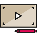 Edit Tools, Multimedia, video player, Multimedia Option, interface, Play button, movie Tan icon