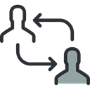 Connection, transfer, networking, user Black icon
