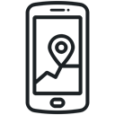 phone icon, Gps, location, Map, Application, navigation, Communication Black icon