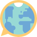 Earth Globe, education, speech bubble, Language, Speech Balloon CornflowerBlue icon