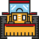 Bulldozer, transport, transportation, Excavator, Construction Goldenrod icon