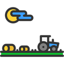 Farm, house, Country, hills, nature, field, landscape, tractor, Fields, rural Black icon