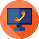 Computer, Tv, telephone, monitor, television, screen, Video Call, Communications, technology Coral icon