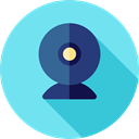 Webcam, video chat, technology, Videocall, Communications, Cam, electronics, Videocam SkyBlue icon