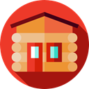Cabin, Home, house, real estate, property, buildings, Construction, residential Crimson icon
