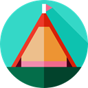 Forest, Holidays, woods, nature, Camping, Tent, rural Turquoise icon