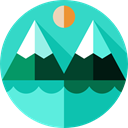 landscape, rural, lake, nature, mountain Turquoise icon