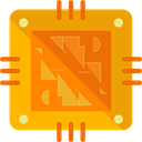 Chip, processor, Cpu, technology, electronic, electronics Orange icon