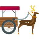 Animals, Sleigh, deer, sled, sledge, transportation, transport Black icon