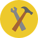tools, settings, hammer, Wrench, repair, Construction And Tools Goldenrod icon