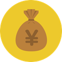 Business, Money, yen, Currency, Bank, banking, money bag, Business And Finance Goldenrod icon