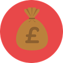 Business And Finance, Bank, banking, money bag, Pound Sterling, Business, Money, Currency Tomato icon