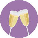Glasses, party, Alcohol, food, toast, champagne, Celebration, Champagne Glass, Alcoholic Drinks, Food And Restaurant, Birthday And Party RosyBrown icon