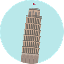 Monuments, Architectonic, Leaning Tower Of Pisa, Building, europe, landmark, italy PaleTurquoise icon